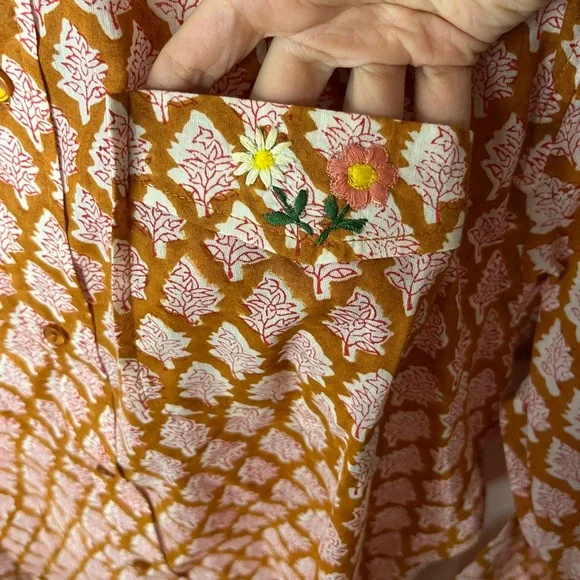 Emerson Fry Orange and White Patterned Blouse - Picture 11 of 16